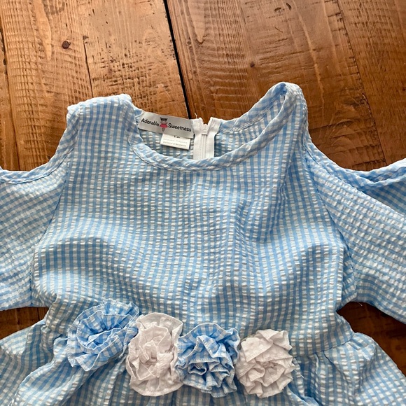 Blue and White Adorable Sweetness Cold Shoulder Sundress Size 12 - Picture 4 of 8